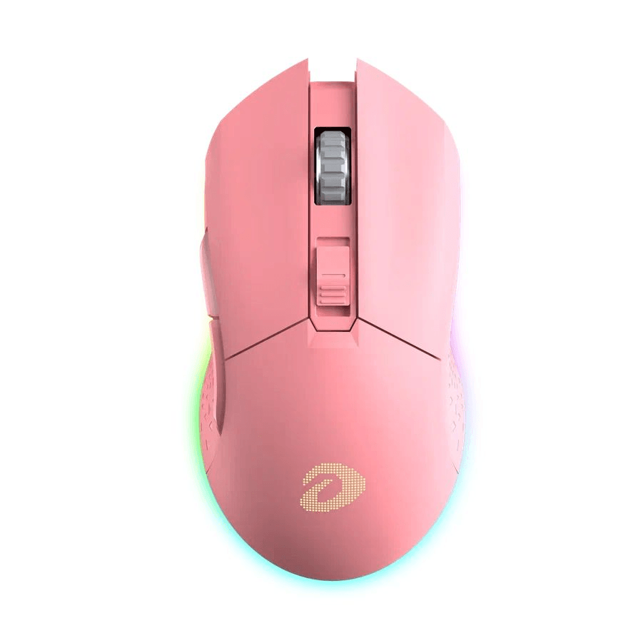 Мышь игровая беспроводная Dareu EM901 Pink (розовый), DPI 600-10000, подсветка RGB, подключение: проводное+2.4GHz, размер 125x67x39мм